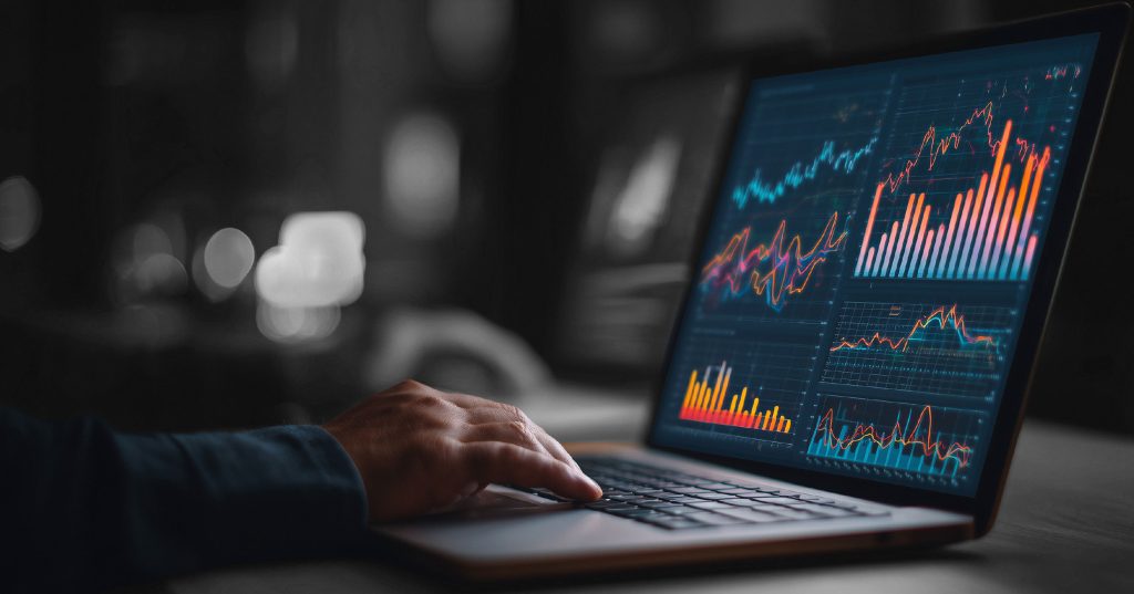 person looking at computer data